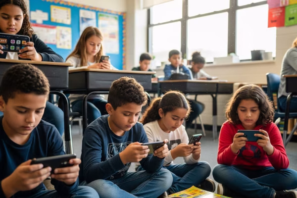 Niños con celulares