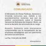 Destituyen a Gerente BOA